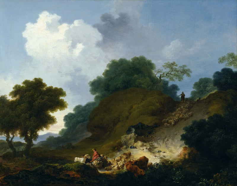 Landskap med herdar och fårflock - Jean-Honoré Fragonard
