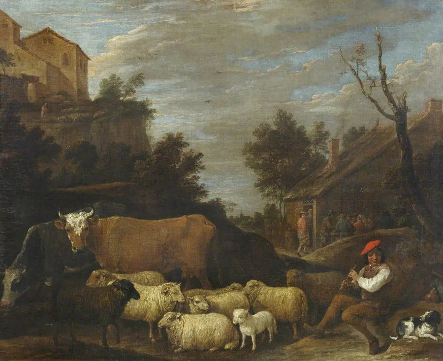 Landskap med boskap och får - David Teniers den yngre