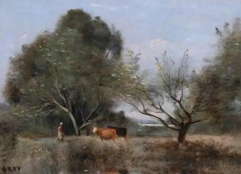Landskap med boskap - Jean-Baptiste Camille Corot