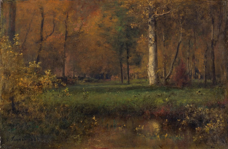 Landskap med gul buske - George Inness