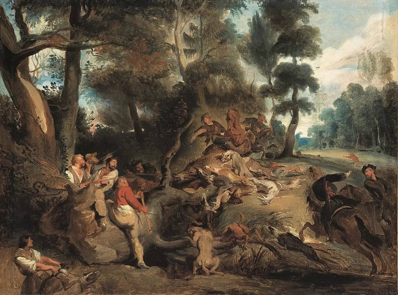 Landskap med vildsvinsjakt - Eugène Delacroix