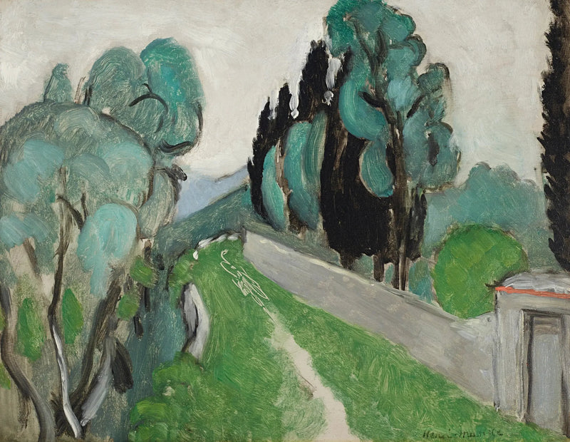 Landskap med cypresser och olivträd i närheten av Nice - Henri Matisse