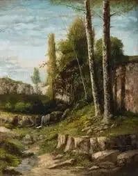 Landskap med tvillingträd - Gustave Courbet
