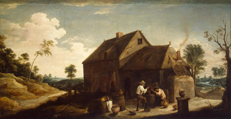 Landskap med bönder framför ett värdshus - David Teniers den yngre
