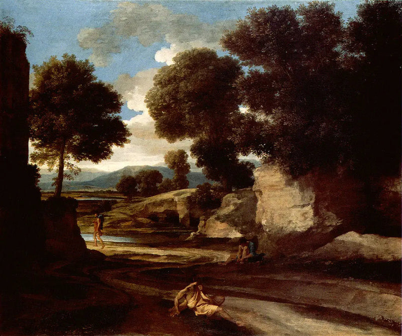 Landskap med resande som vilar - Nicolas Poussin