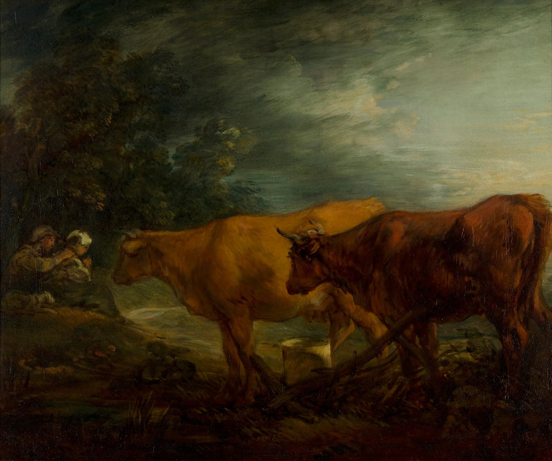 Landskap med två kor, en herde och en mjölkande ko - Thomas Gainsborough
