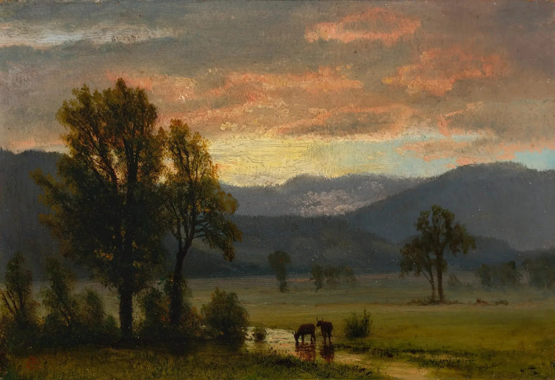 Landskap med boskap - Albert Bierstadt