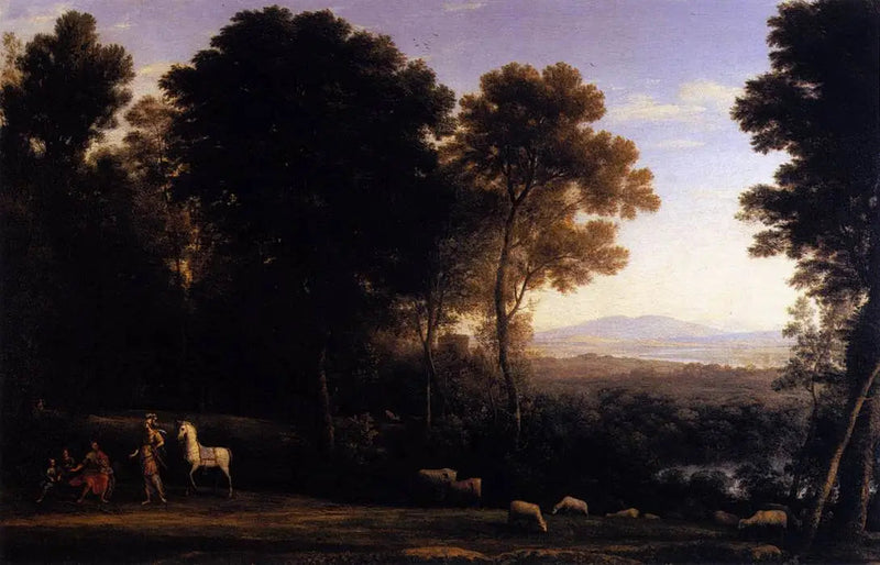 Landskap med Erminia i samtal med den gamle mannen och hans söner - Claude Lorrain