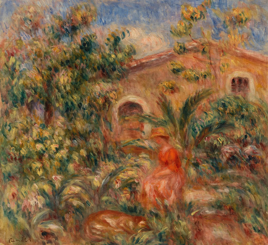 Landskap med kvinna och hund (Kvinna och hund i ett landskap) - Pierre-Auguste Renoir