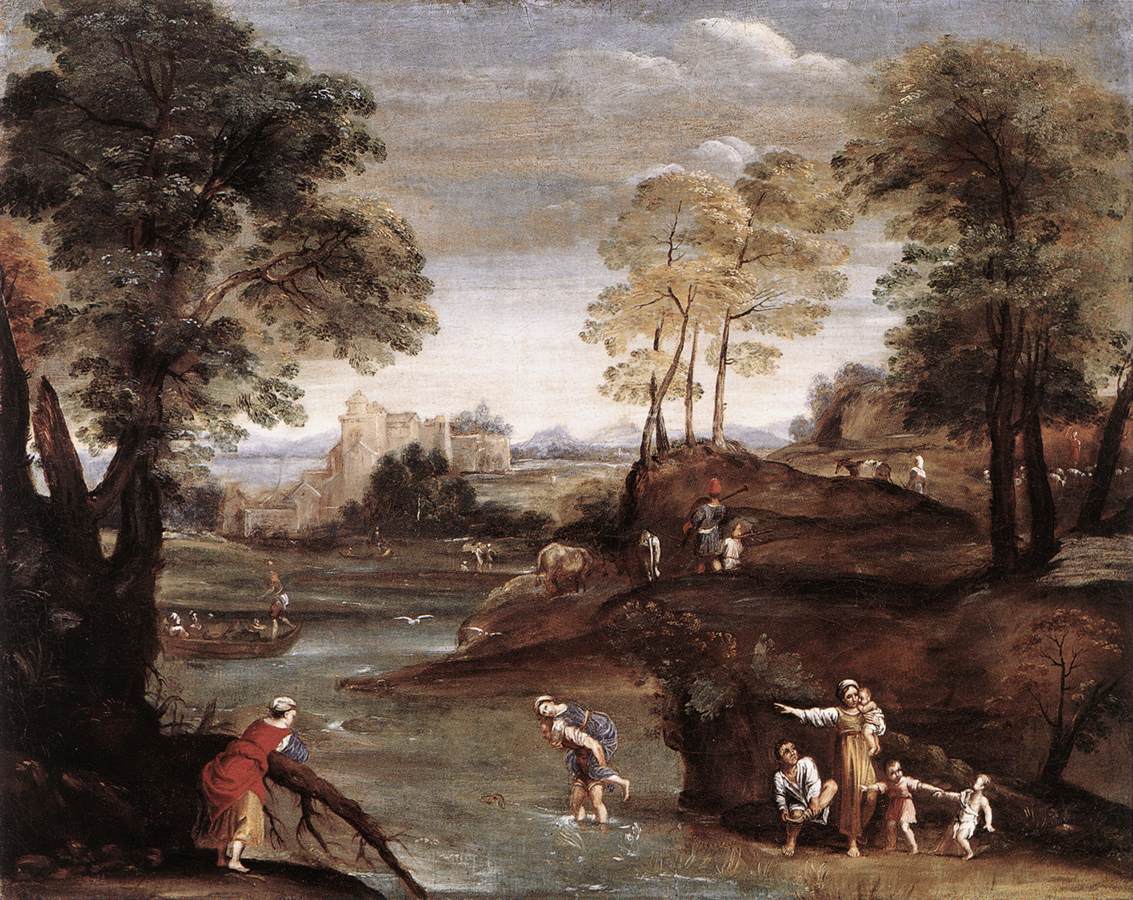 Paysage avec Ford - Domenichino image 1 reproduction artisanale de tableau