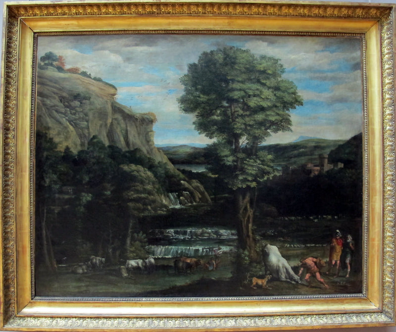 Landskap med Herkules som kämpar mot Acheloüs omvandlad till tjur - Domenichino