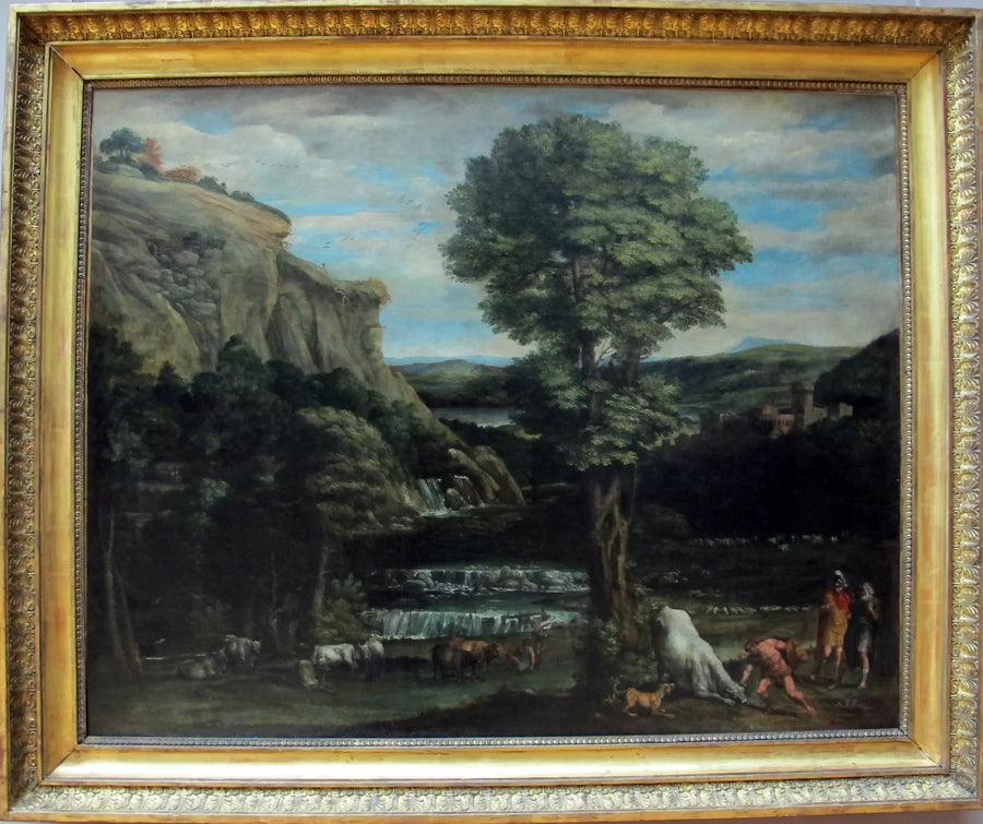 Landskap med Herkules som kämpar mot Acheloüs omvandlad till tjur - Domenichino