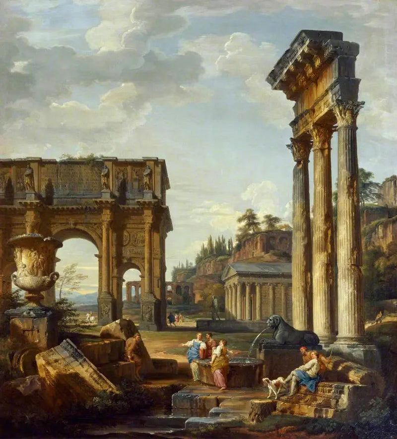 Landskap med Konstantins båge - Giovanni Paolo Panini
