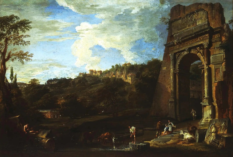 Landskap med Titusbågen - Giovanni Paolo Panini