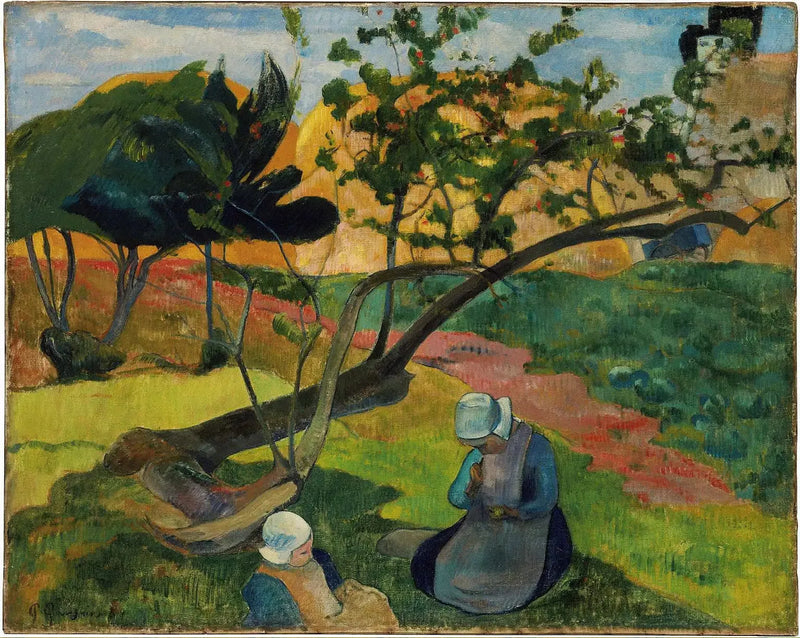 Landskap med den bretonska kvinnan Två - Paul Gauguin