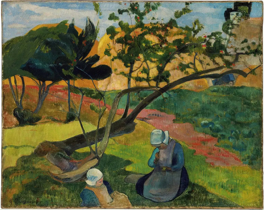 Landskap med den bretonska kvinnan Två - Paul Gauguin