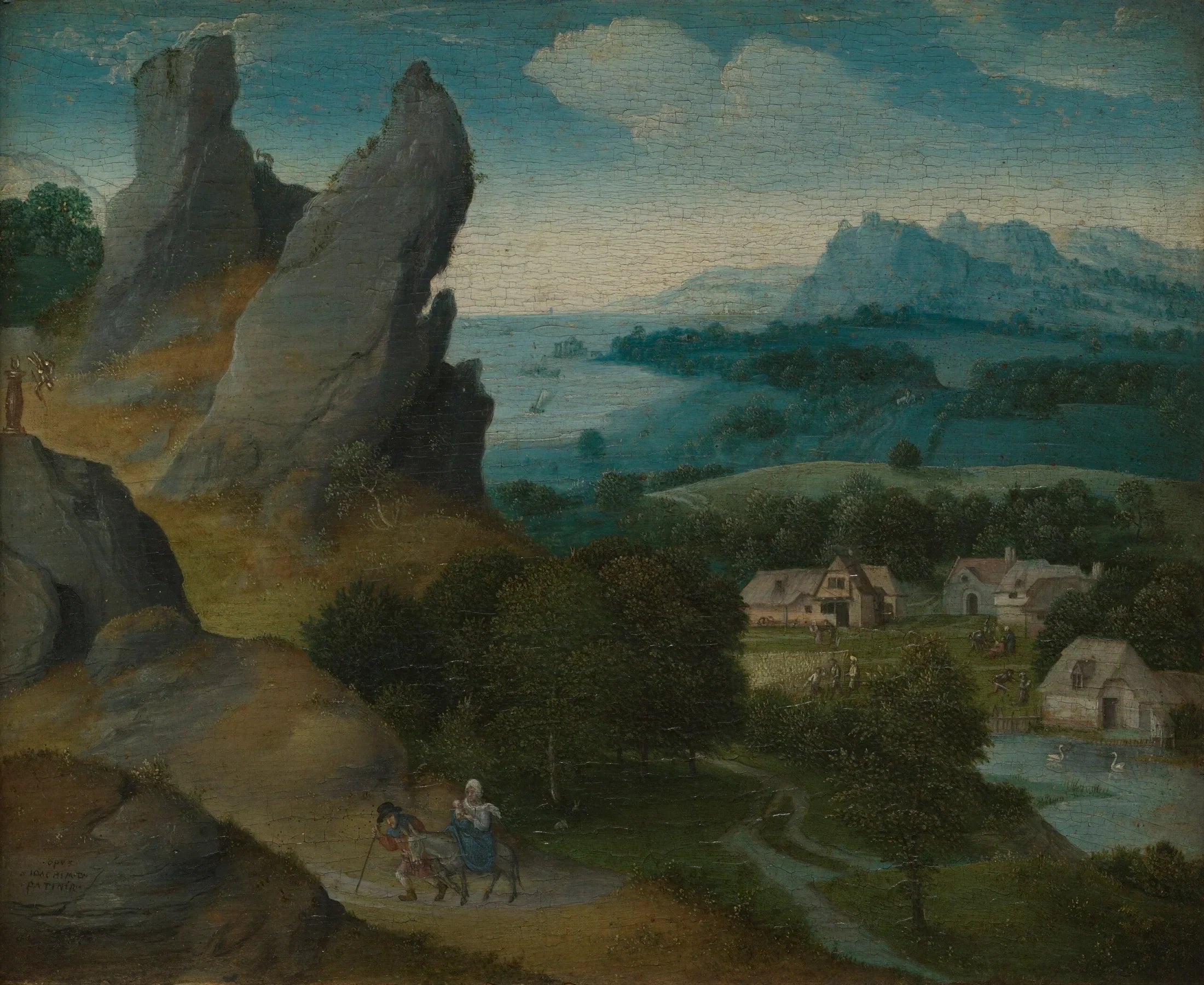 Paysage avec la fuite en Égypte - Joachim Patinier image 1 reproduction artisanale de tableau