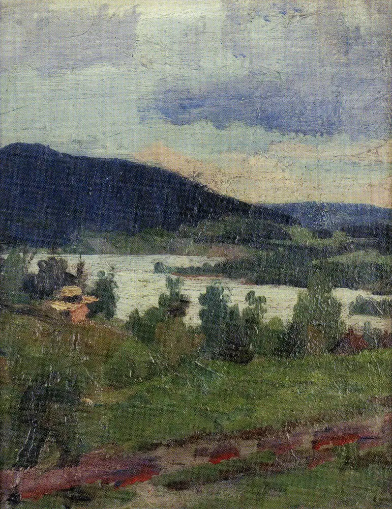 Landskap med sjö och skog - Edvard Munch