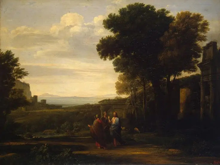 Landskap med Kristus på Emmaus-vägen - Claude Lorrain