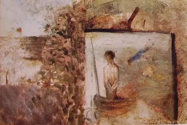 Landskap med ''Den fattige fiskaren'' av Puvis de Chavannes - Georges Seurat