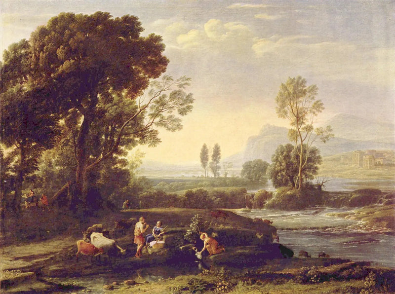 Landskap med vilopaus under flykten till Egypten - Claude Lorrain