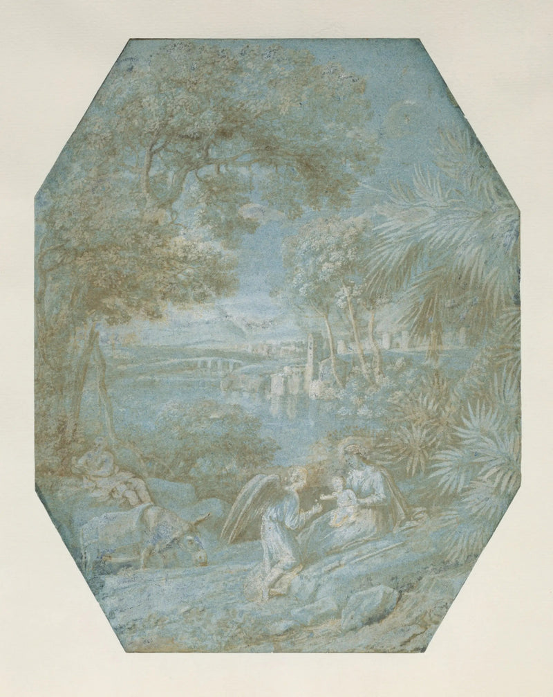 Landskap med vilopaus under flykten till Egypten - Claude Lorrain