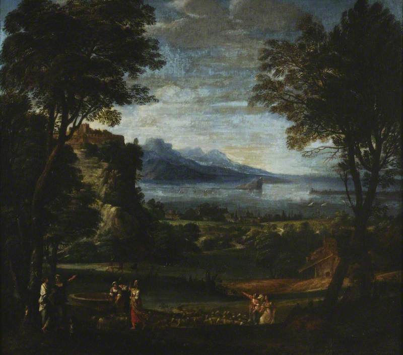 Landskap med Jethrows flickor vid brunnen - Domenichino
