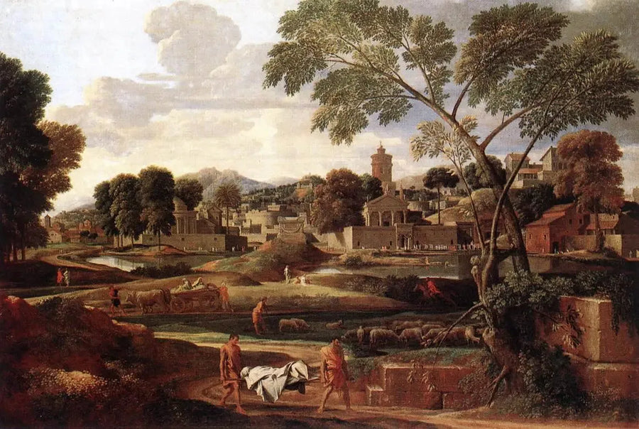 Landskap med Phocions begravning - Nicolas Poussin