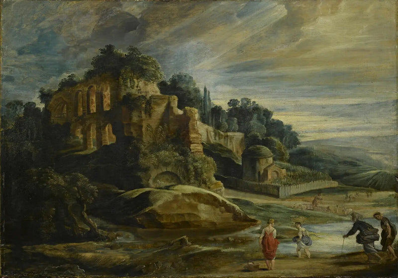 Landskap med ruinerna av Palatinen - Peter Paul Rubens