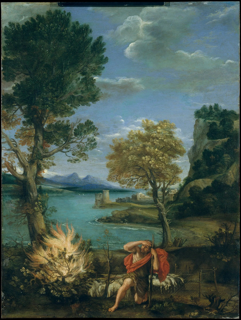 Landskap med Mose och den brinnande busken - Domenichino