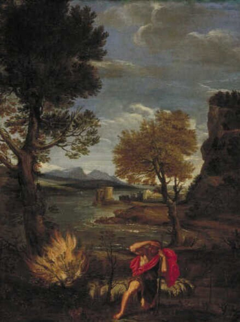 Landskap med Mose och den brinnande busken - Domenichino