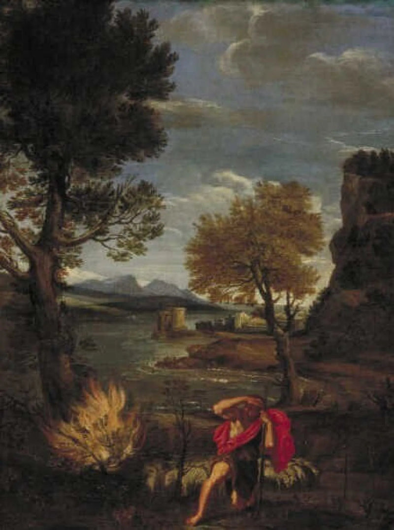 Landskap med Mose och den brinnande busken - Domenichino