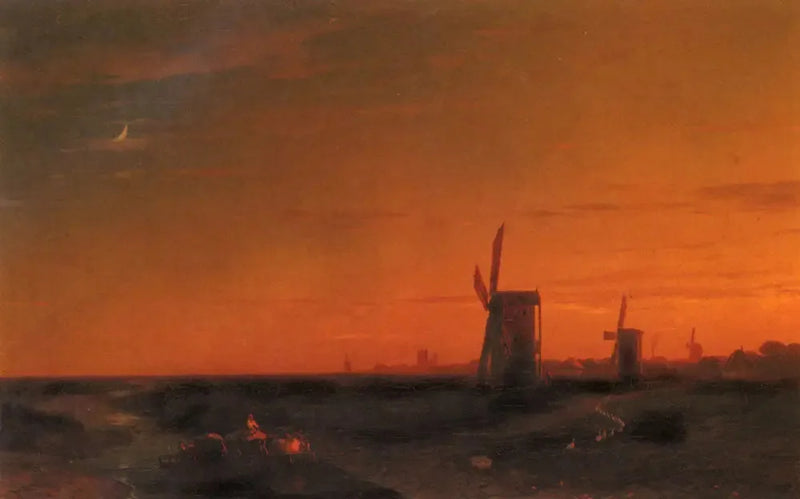 Landskap med väderkvarnar - Ivan Aïvazovski