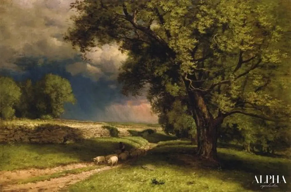 Landscape with Sheep - George Inness - Reproductions de tableaux et peintures haut de gamme