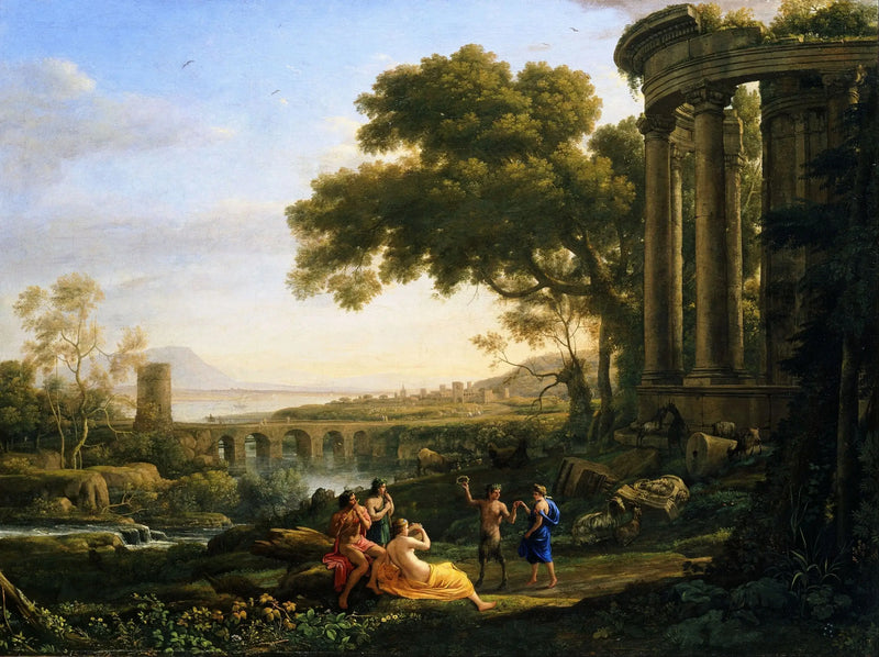 Landskap med nymf och satyr som dansar - Claude Lorrain