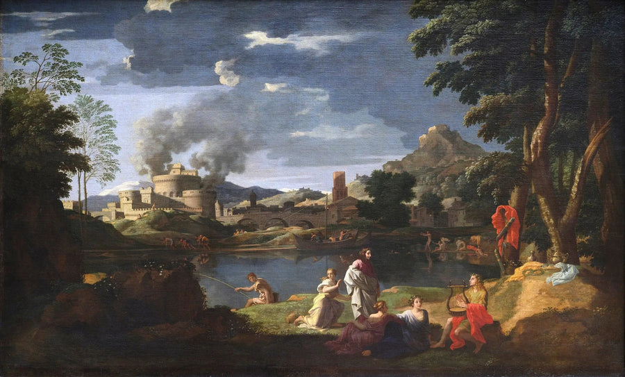 Landskap med Orfeus och Eurydike - Nicolas Poussin