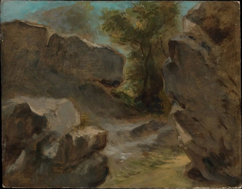 Landskap med klippor, Augerville - Eugène Delacroix