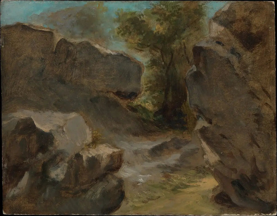 Landskap med klippor, Augerville - Eugène Delacroix