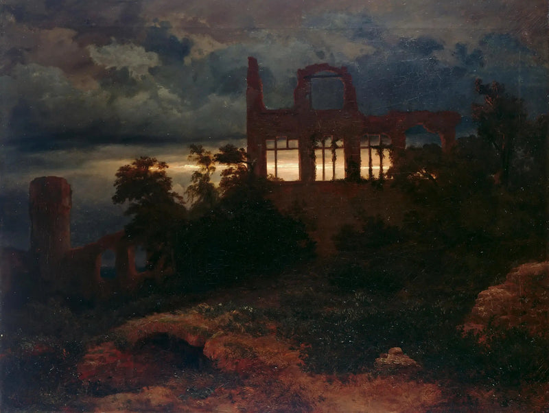 Landskap med ruiner av ett slott - Arnold Böcklin