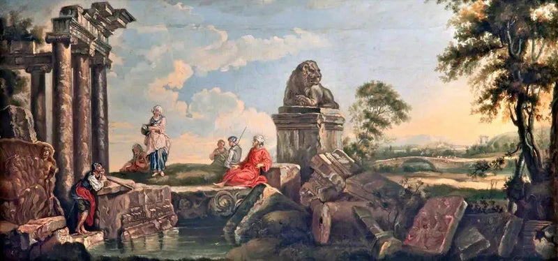 Landskap med ruiner och klassiska figurer - Giovanni Paolo Panini