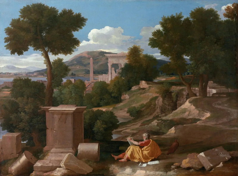 Landskap med helige Johannes på Patmos - Nicolas Poussin