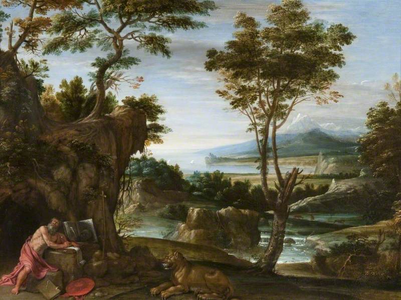Landskap med Saint Jérôme - Domenichino