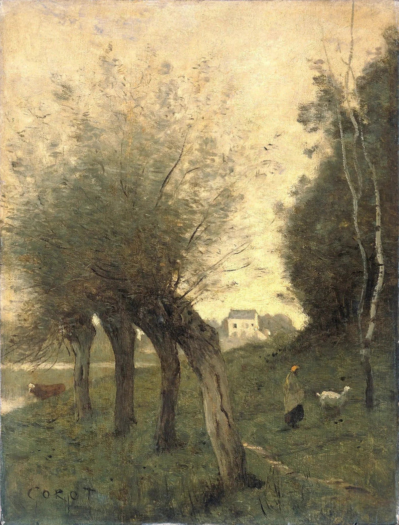 Landskap med Svalor - Jean-Baptiste Camille Corot