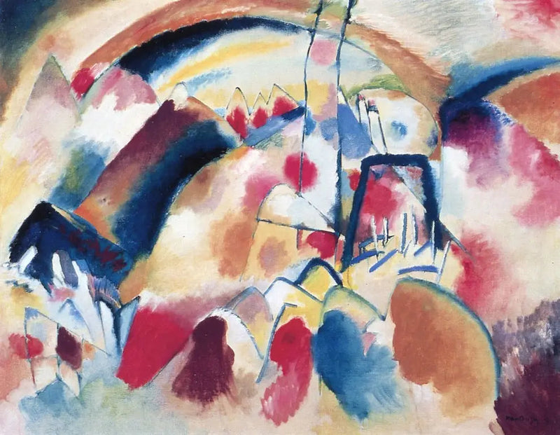 Landskap med röda fläckar - Vassily Kandinsky