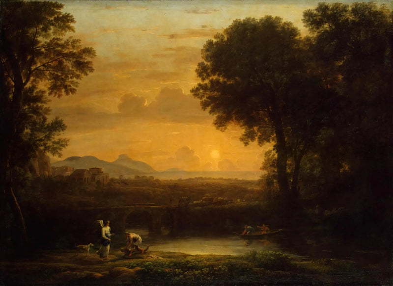 Landskap med Tobias och Ängeln (Kväll) - Claude Lorrain