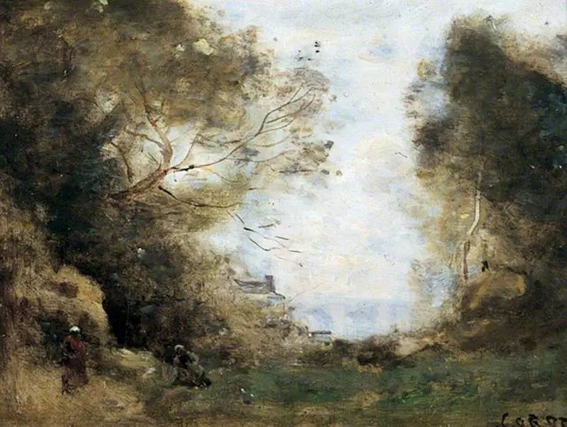 Landskap med en skog - Jean-Baptiste Camille Corot