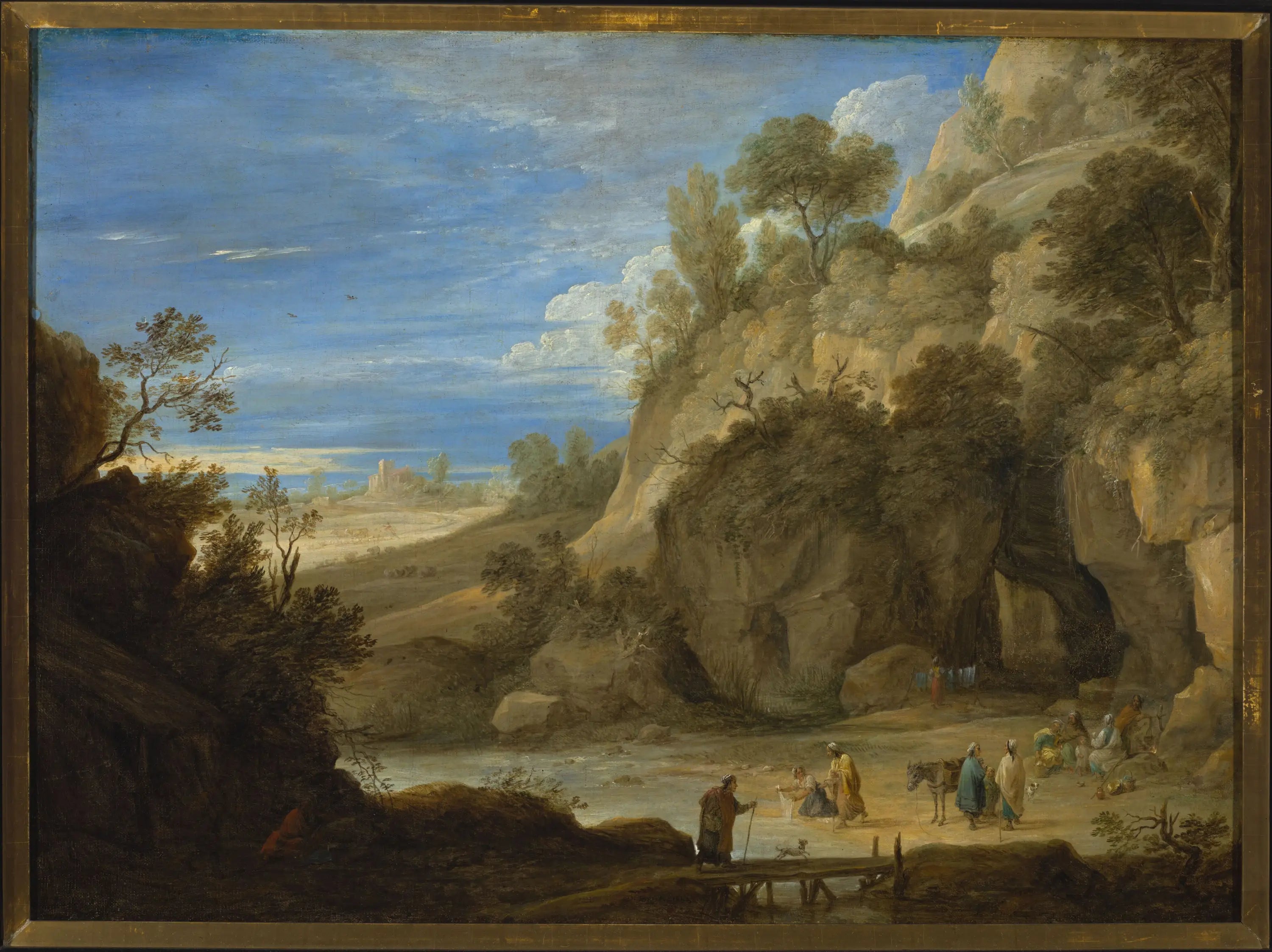Paysage avec un camp de gitans - David Teniers le Jeune image 1 reproduction de peinture à l’huile