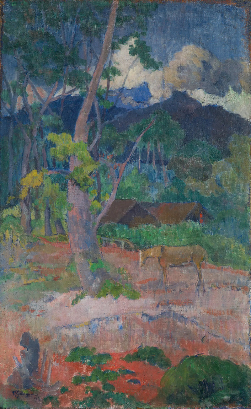 Landskap med en häst - Paul Gauguin