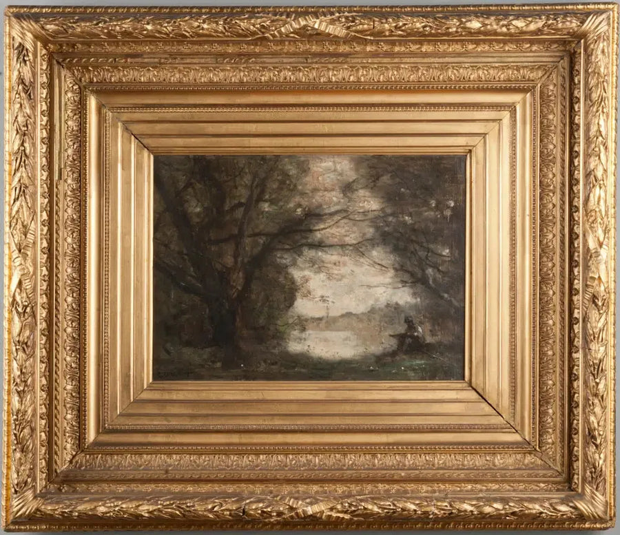 Landskap med en pojke som ritar - Jean-Baptiste Camille Corot