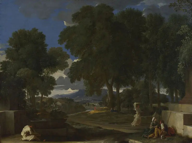 Landskap med en man som tvättar fötterna - Nicolas Poussin